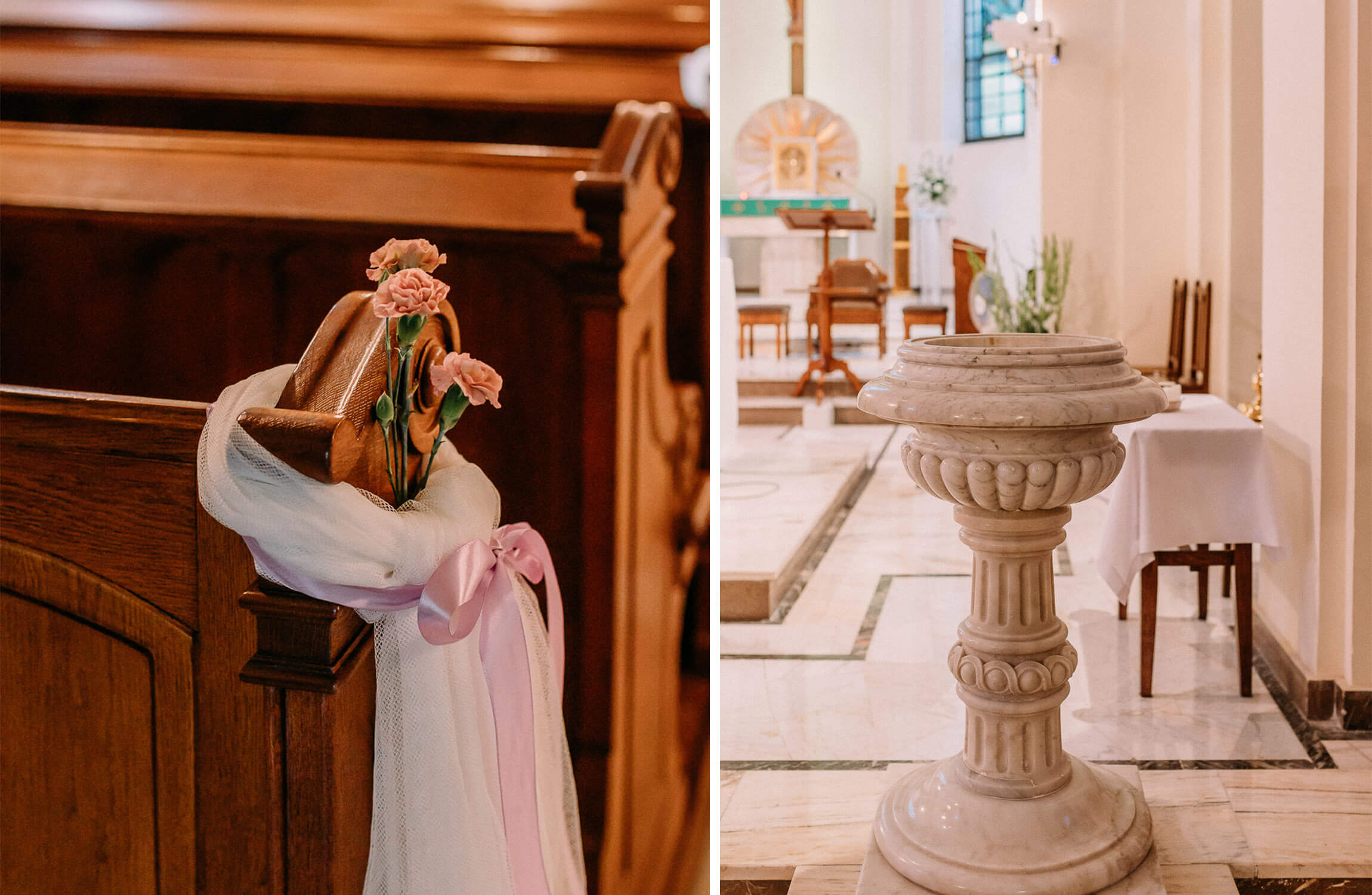 kameralny chrzest w kościele w Milanówku