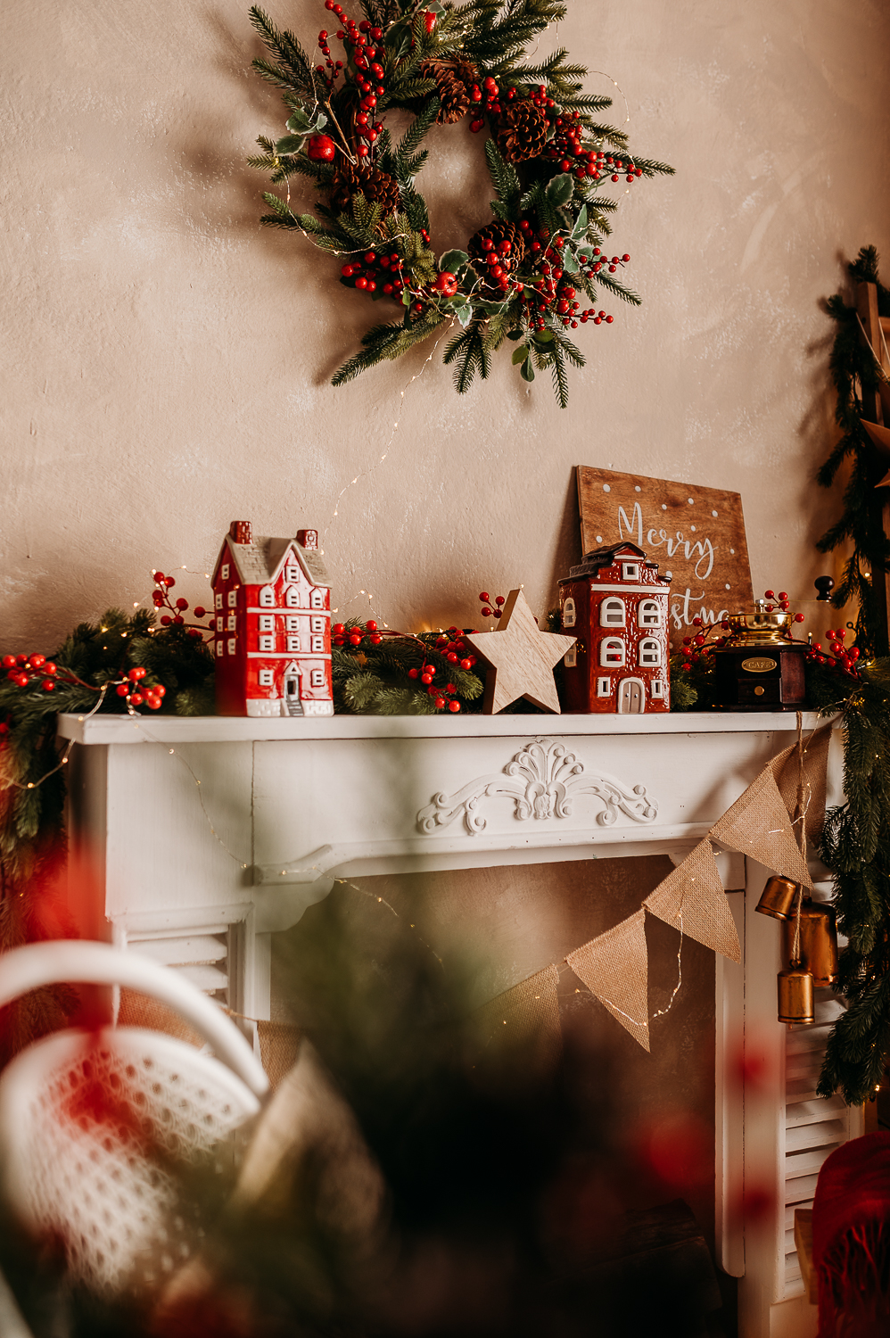 scenka świąteczna w studio w klimacie reto, sesje świąteczne Warszawa