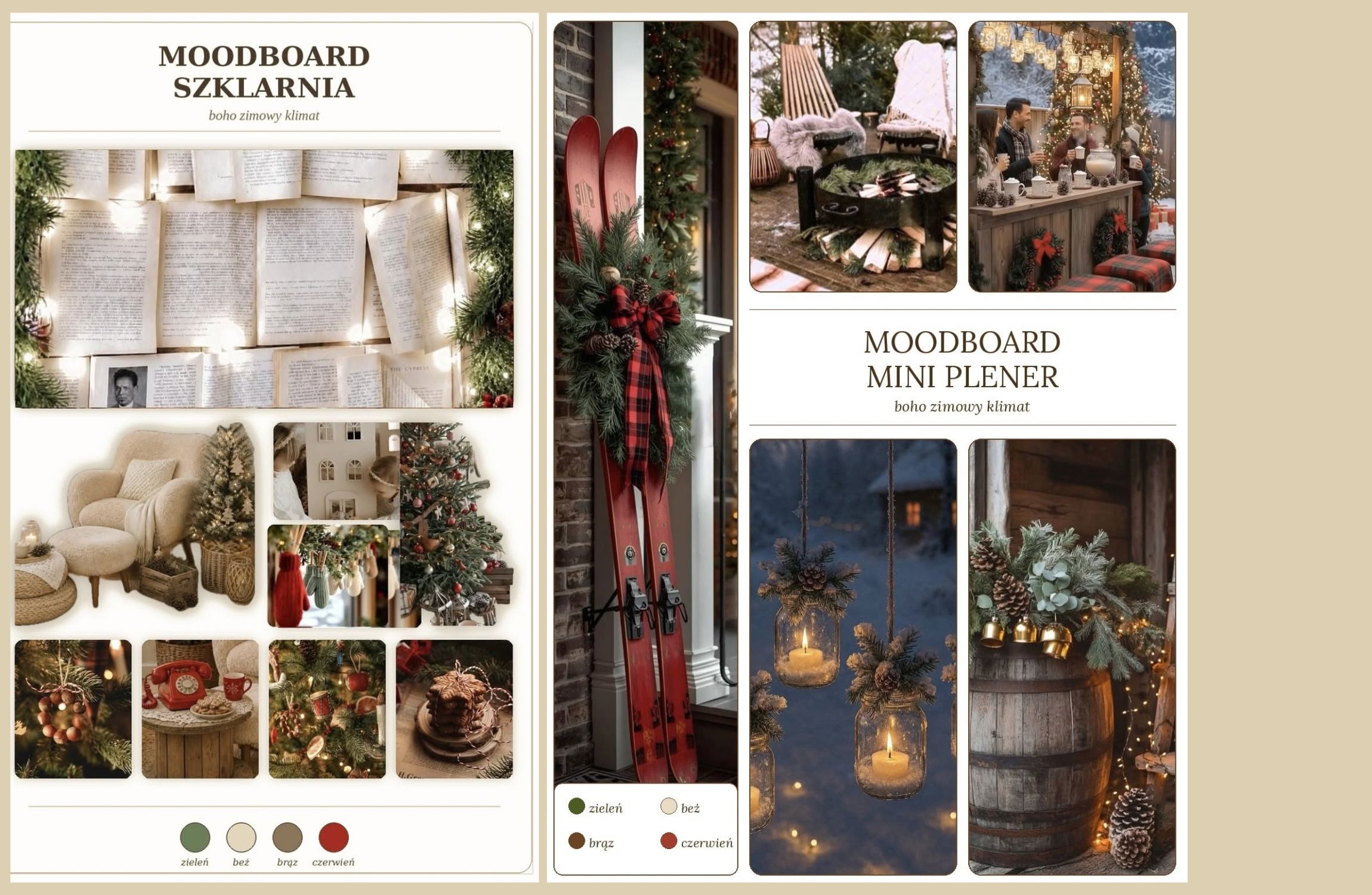mood board sesji świątecznych w szklarni 